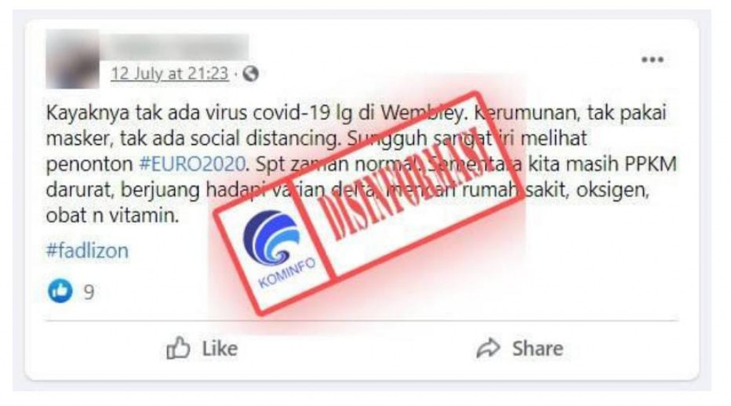 [DISINFORMASI] Tidak Ada Kasus Covid-19 di London saat Final Euro 2020